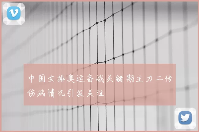 中国女排奥运备战关键期主力二传伤病情况引发关注